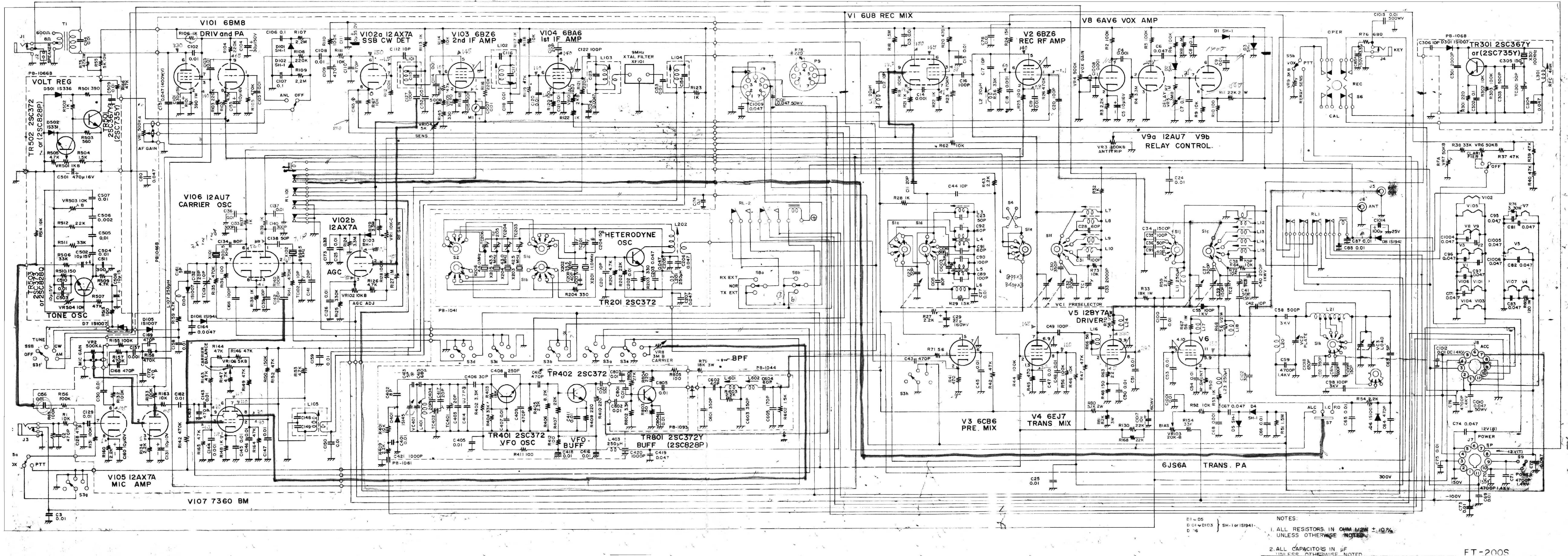 FT200S回路図（10Wタイプ八重洲無線）: 古えの真空管リグの回路図