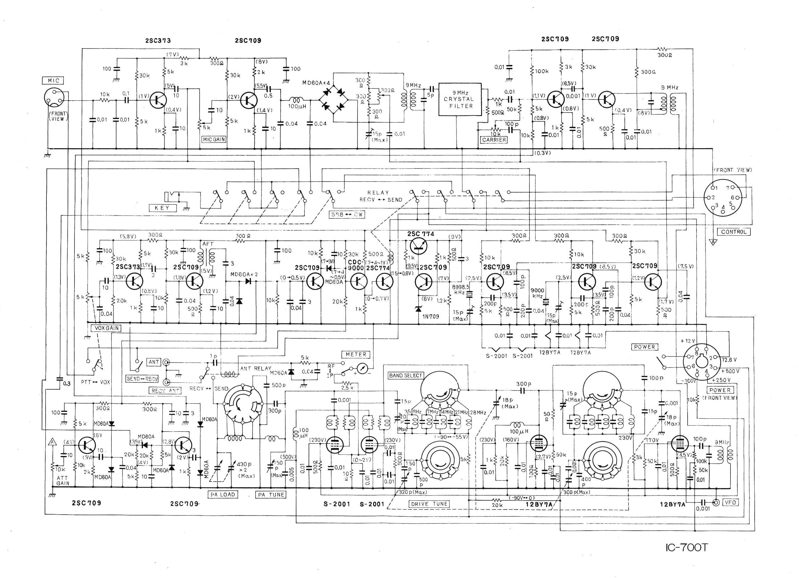 Ic 700tの回路図 井上電機icom 古えの真空管リグの回路図